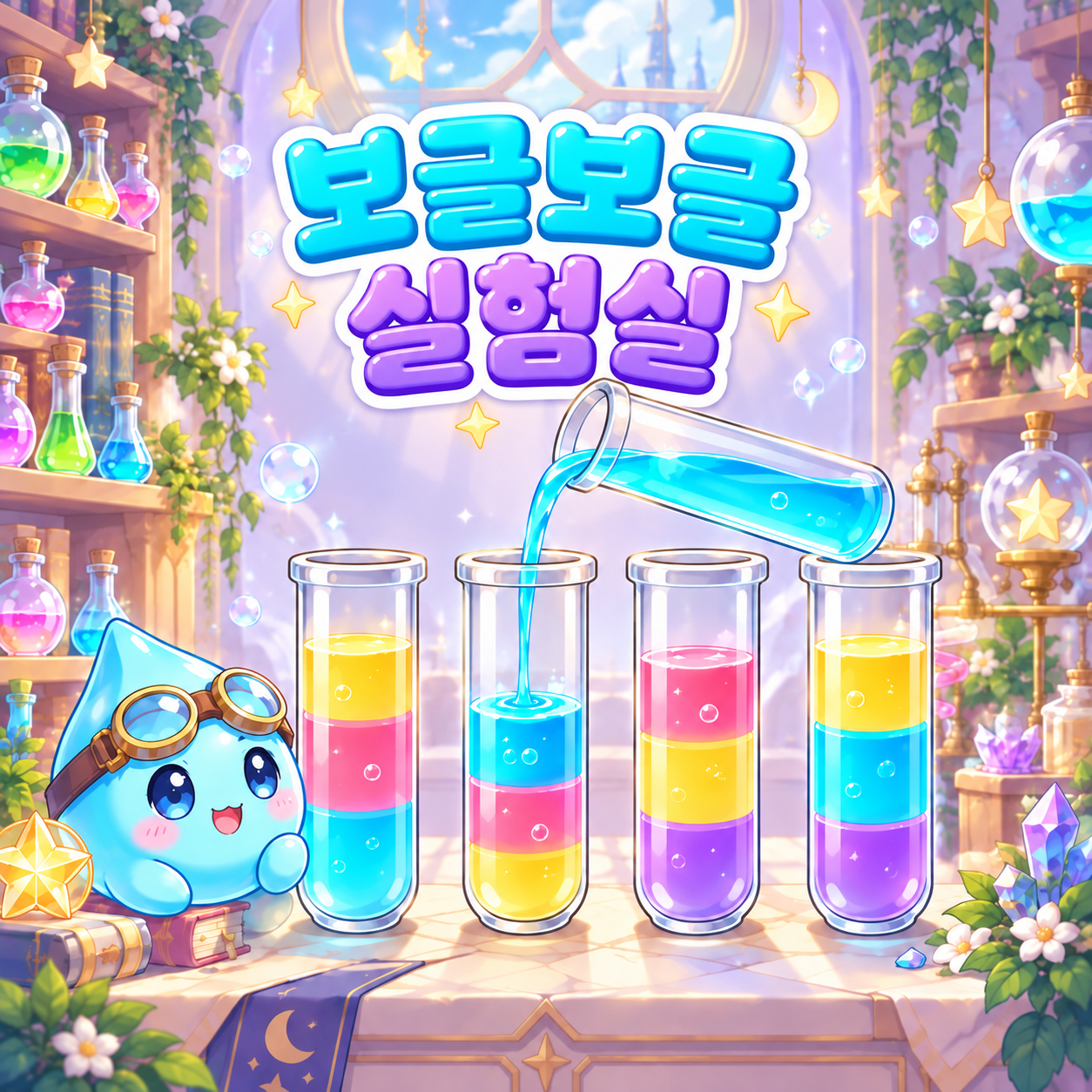 보글보글 실험실: 알록달록한 물약을 색깔별로 모으는 퍼즐
